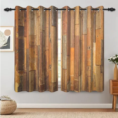 Vista 96 de Cortinas rústicas para ventana de puerta de granero, puerta de madera gris, puerta de garaje, tratamiento de ventana para sala de estar, dormitorio