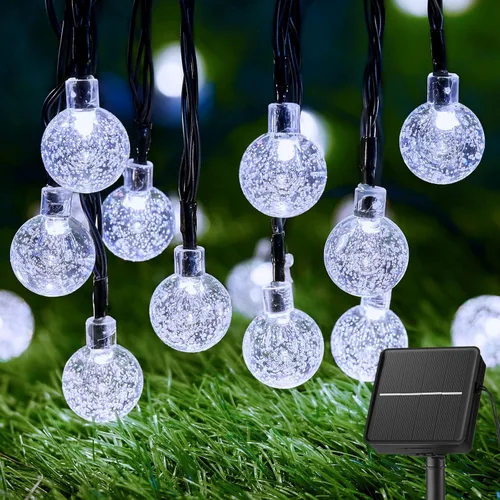 Vista 18 de Brightown Luces de Cadena Solares para Exteriores 60 LED 35.6 Pies Luces de Globo de Cristal con 8 Modos de Iluminación, Luces Solares Impermeables