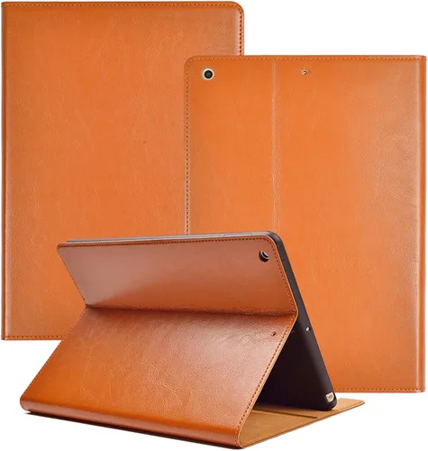 Vista 14 de Funda para iPad de 10.2 pulgadas, 9ª/8ª/7ª generación 2021/2020/2019, piel auténtica, función de encendido y apagado automático. Negro clásico