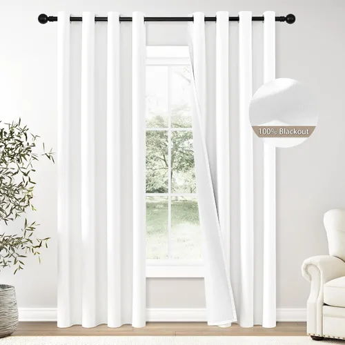 Vista 72 de ChrisDowa Cortinas 100% Opacas de Abedul Sólido de 45 Pulgadas de Largo, 2 Paneles para Dormitorio y Sala de Estar, Estilo Granja Oscurecedoras
