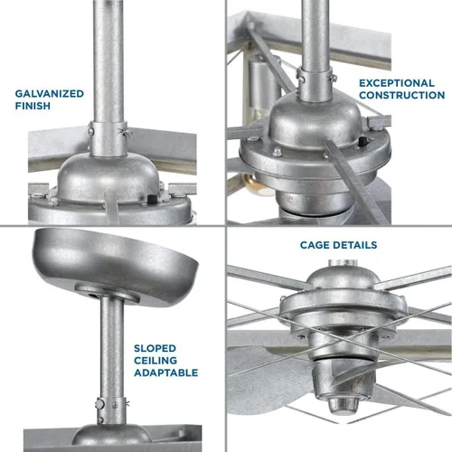 Vista 8 de Briarwood Collection - Ventilador de techo galvanizado con motor de CA de 3 aspas de 22 pulgadas