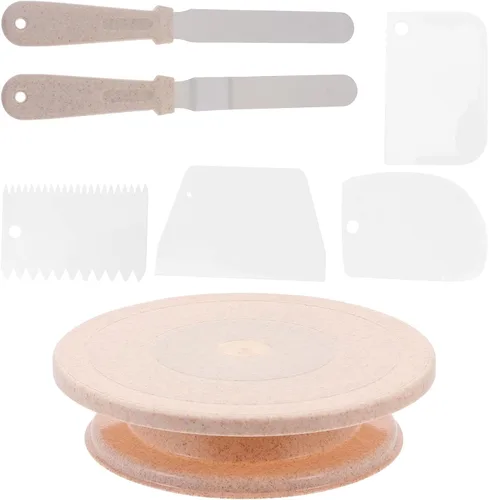 Vista 2 de DOITOOL Tocadiscos giratorios de 11 pulgadas para decorar, el kit de decoración de pasteles 7 en 1 incluye 1 soporte giratorio para pasteles, 2