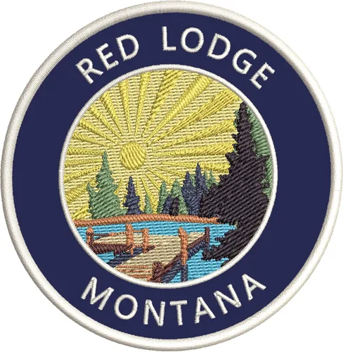 Vista 2 de Lake Dock - Red Lodge - Montana - Parche decorativo bordado de 3.5 pulgadas, para planchar o coser, para vacaciones, aventura, tema novedoso