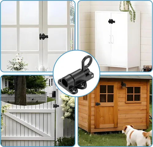 Vista 6 de AMS-CX01-B - Paquete de 2 unidades de cerradura de puerta de cierre automático, pestillo automático de puerta con pasador de resorte, pestillo