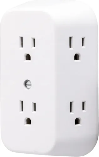 Vista 2 de GE Extensor de 6 Enchufes, Adaptador de Pared con Conexión a Tierra, Adaptador de Enchufes Espaciados, 3 Clavijas, Enchufe Múltiple, Instalación