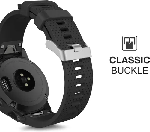Vista 4 de MoKo Band Compatible with Garmin Fenix 7S & 6S, Soft Silicone Replacement Watch Band Strap Negro