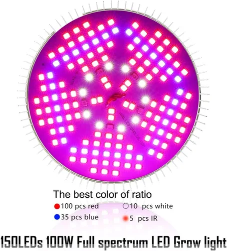 Vista 2 de highydroLED Bombilla LED de crecimiento de 100 W de espectro completo, bombilla para plantas con 150 LED para plantas de interior, enchufe E26/E27