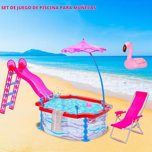 Vista 6 de Conjunto de juego de piscina de muñeca de niña de 11.5 pulgadas