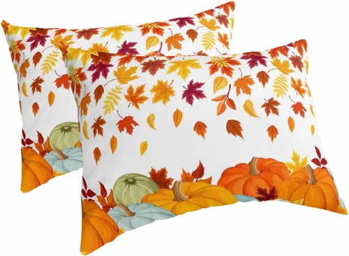 Vista 8 de Fundas de almohada de Acción de Gracias, tamaño Queen, 2 paquetes de fundas de almohada suaves para sofá, sofá de cuerpo largo, funda de cojín