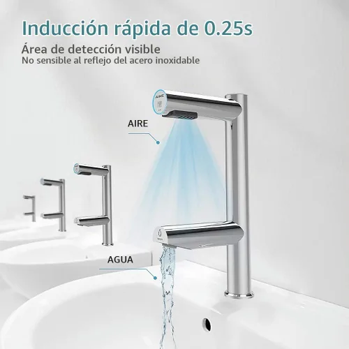 Vista 2 de AIKE Grifo Air Tap Secador de Manos de Alta Velocidad Lavado+Seco Modelo AK7130, Cromo