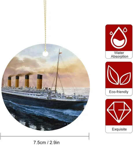 Vista 2 de Retro Titanic Famoso Antiguo Histórico Adorno de Navidad Decoraciones de cerámica para árbol de Navidad Fiesta en casa