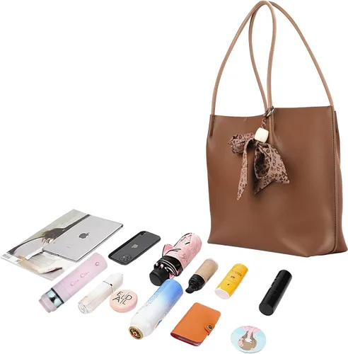 Vista 4 de Marengo Soft Leather Tote Bag for Woman Shoulder Bag Satchel Handbag Purchse Set