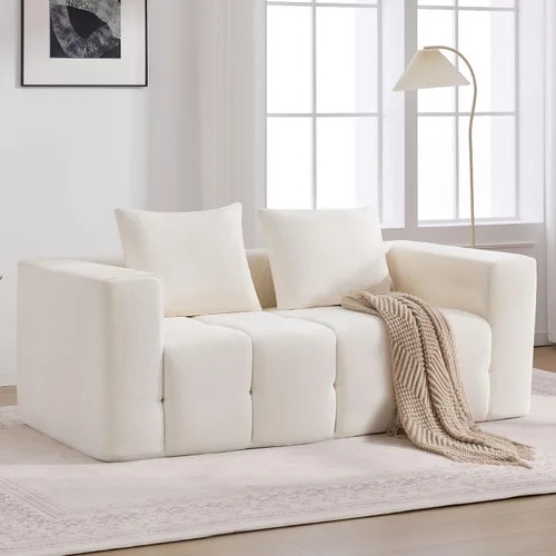 Vista 17 de Sofás sin estructura de 119" tamaño extragrande estilo nube para sala de estar, sofá seccional modular moderno con mechones con asiento profundo