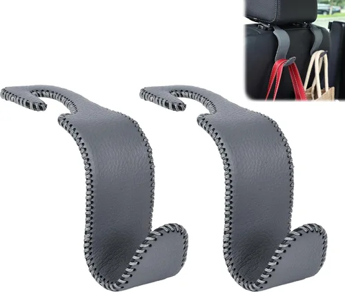Vista 17 de Amooca - Gancho para reposacabezas de asiento de coche, organizador de almacenamiento universal para bolso de mano, abrigo, cuero con metal