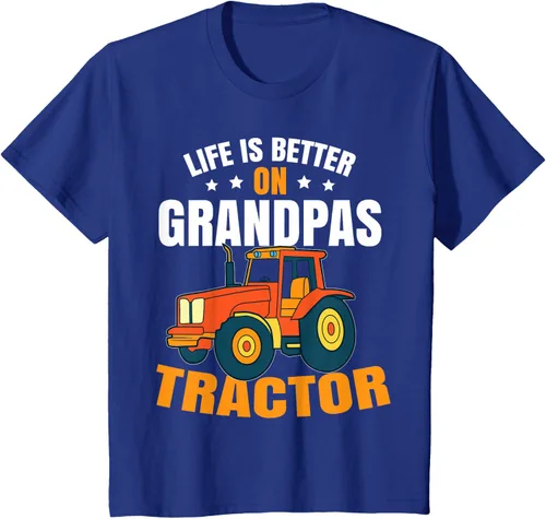 Vista 37 de Life Is Better On Grandpas Tractor Kids Farm Tractor Boy Camiseta, Negro