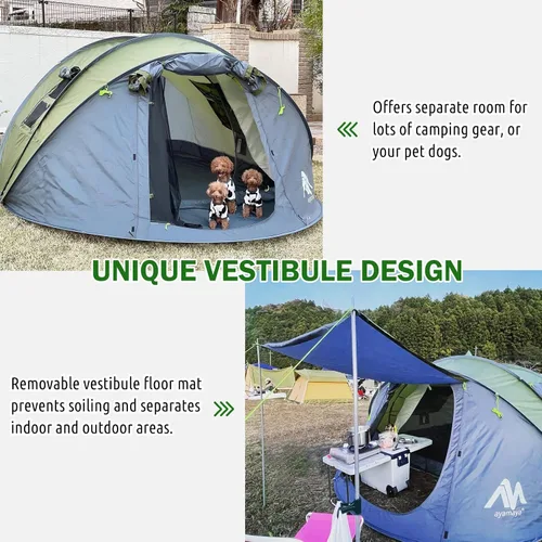 Vista 10 de AYAMAYA Waterproof 6 Person Easy Pop Up Tents for Camping with Vestibule