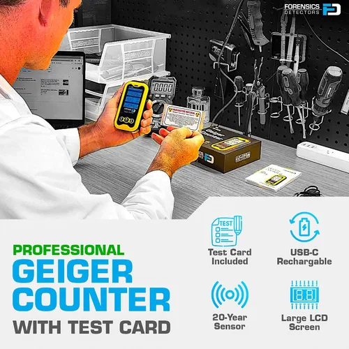 Vista 2 de Contador Geiger + Tarjeta de prueba de radiación Sensor de vida mejorado de 20 años Detector de radiación Beta, Gamma y rayos X Aprobado