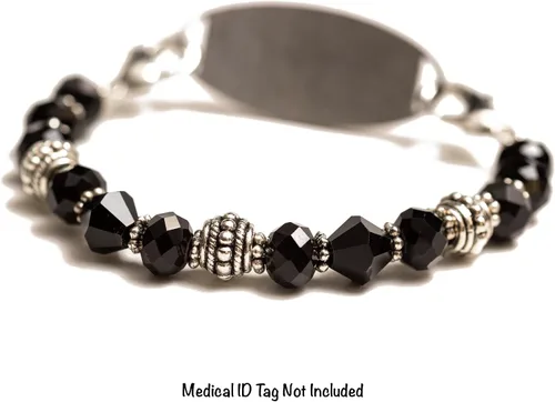 Vista 36 de Pulsera elástica de alerta médica, pulsera de identificación médica de repuesto intercambiable, etiqueta de identificación no incluida, cristales
