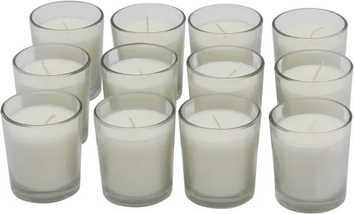 Vista 2 de Stonebriar Velas votivas: 12 horas de tiempo de combustión, velas rellenas de cera de larga duración sin perfume en vidrio transparente para Blanco