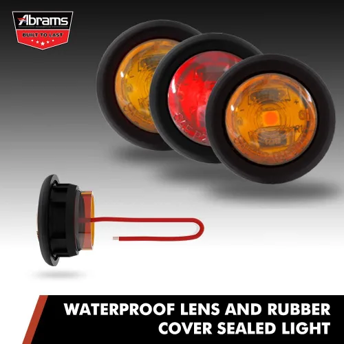 Vista 6 de Abrams Luces de remolque redondas de 3/4 pulgadas ámbar 1 LED [impermeables] Luz de marcador de bala para autobuses, caravanas, camiones y remolques