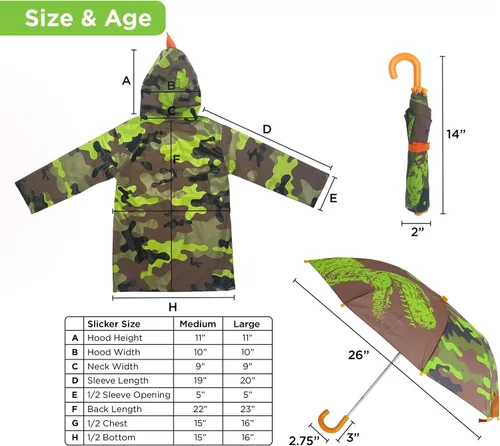 Vista 8 de Kids Umbrella for Girls and Boys & Rain Coats Set -Toddler Umbrellas Kids Raincoat Boys Girls Jacket (3-9 Years)