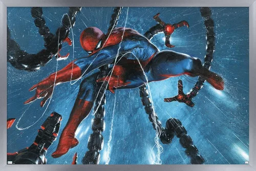 Vista 11 de Trends International Marvel Comics-Spider-Man, Doctor Octopus-Rain Cover Póster de pared, 14.725 x 22.375 pulgadas, versión enmarcada de madera
