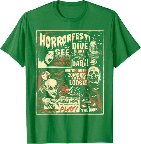 Vista 4 de Camiseta de terror vintage con póster de Halloween y película de terror Negro