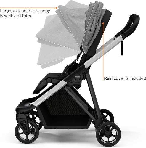 Vista 5 de Thule Cochecito de bebé Shine, características de cochecito de tamaño completo, diseño compacto y ligero, asiento reversible, cesta de Mezcla
