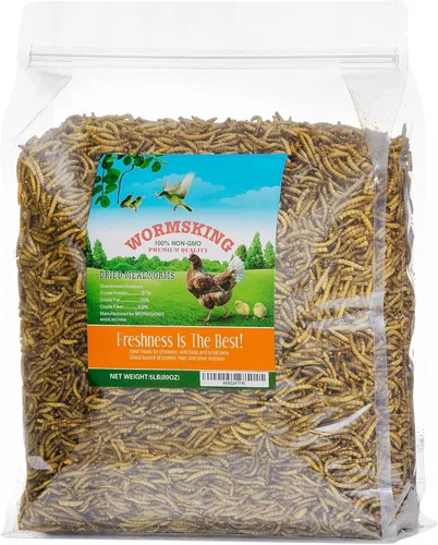 Vista 12 de WORMSKING Gusanos secos de harina de 2 libras para aves de corral, aves silvestres, sabrosa comida para pájaros Para aves de corral, sabrosa