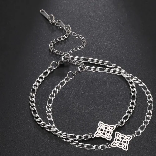 Vista 22 de Pulsera de nudo de bruja, nudo celta, símbolo de Wicca pagana, nudo mágico, pulsera de joyería de brujería, pulsera de acero inoxidable ajustable