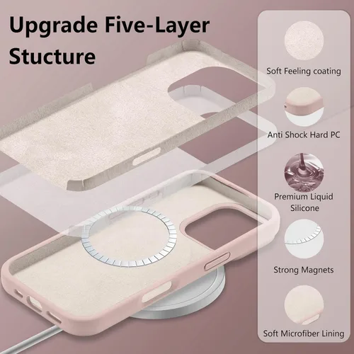 Vista 221 de Funda magnética de silicona para iPhone 13 Pro, color blanco antiguo [Compatible con Magsafe] [Forro de microfibra suave antiarañazos], funda