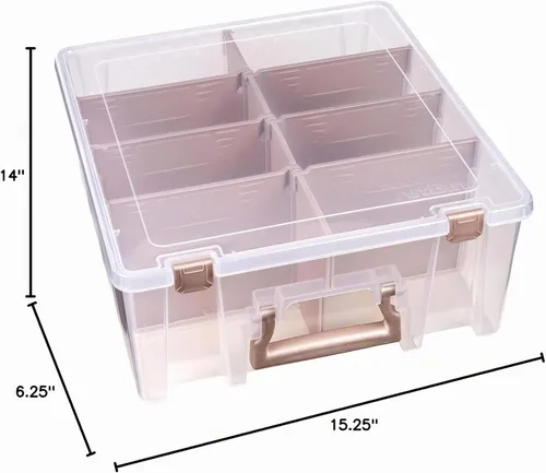 Vista 10 de ArtBin 6990RK Super Semibolsa Doble Profunda, Organizador Portátil de Arte y Manualidades con Asa, [1] Estuche de Almacenamiento de Plástico Acentos