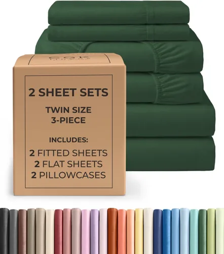 Vista 143 de Pack of 2, Twin Size 3 Piece Sheet Set - Breathable & Cooling - White