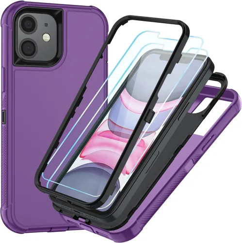 Vista 31 de SunStory Funda compatible con iPhone 11 con protector de pantalla HD, 3 capas de alta resistencia de cuerpo completo, funda protectora híbrida 3