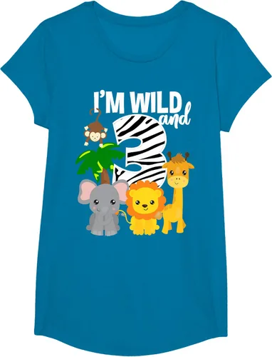 Vista 39 de Camiseta de cumpleaños con temática de zoológico de I'm Wild and 3, Negro, S