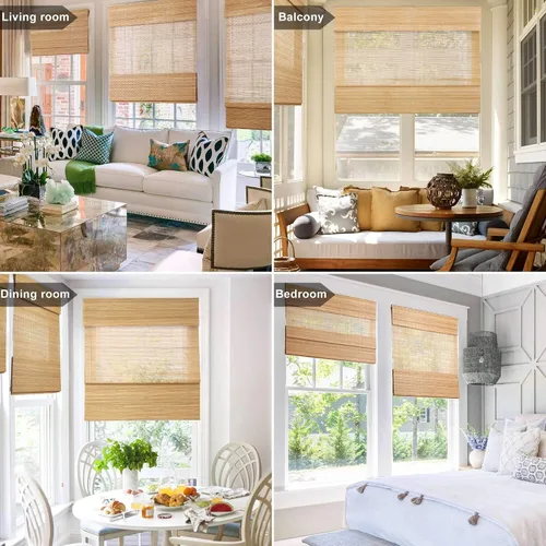 Vista 4 de LazBlinds Persianas Romanas de Bambú sin Cordón, Tratamiento de Ventana con Filtrado de Luz, Persianas de Bambú Enrollables para Ventanas, 23'' An x