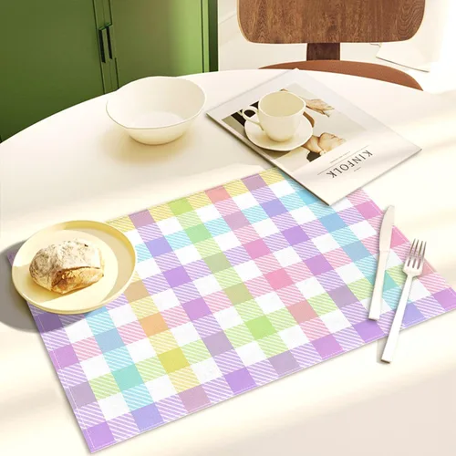 Vista 6 de Nepnuser Juego de 4 manteles individuales de lino con diseño de búfalo de Pascua, rústicos, para decoración de mesa de comedor, cocina, hogar