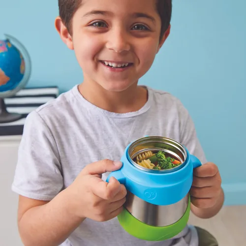 Vista 3 de b.box Tarro de alimentos aislado con tenedor para niños pequeños, recipiente fácil de abrir, acero inoxidable, más de 5 horas de temperaturas