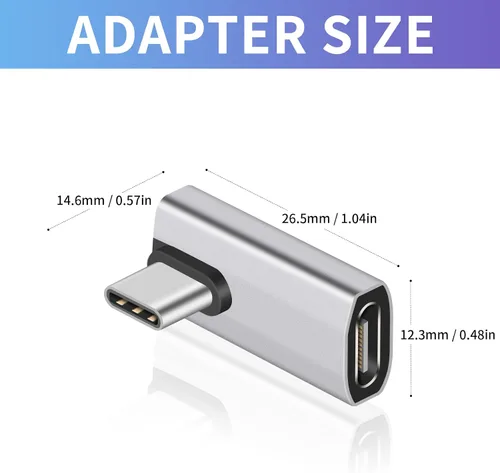 Vista 2 de Duttek Adaptador USB C de 90 grados, adaptador USB C de ángulo recto macho a hembra, transferencia de datos de 40 Gbps, video de 8K a 60 Hz