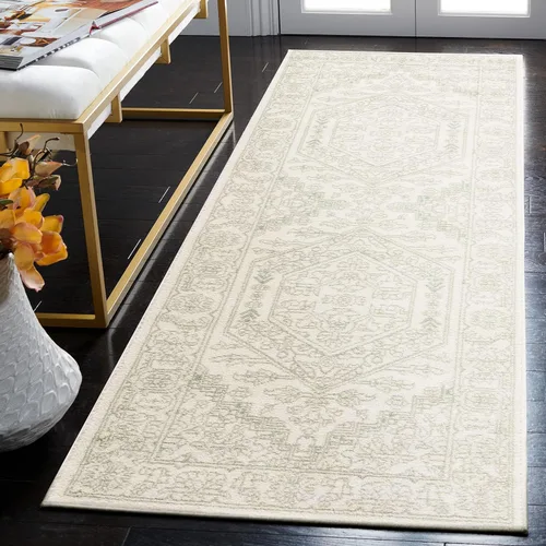 Vista 52 de SAFAVIEH ADR108B - Tapete de la colección Adirondack, 2 pies 1 pulgada x 6 pies, marfil y plateado, diseño de medallón oriental, no desprende