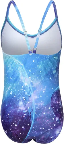 Vista 2 de Trajes de baño de una pieza para niñas, con volantes, con correa ajustable, para bañarse, 2-14 años