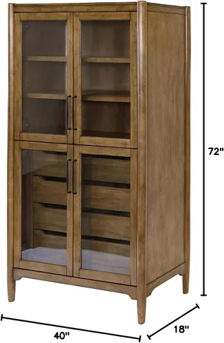 Vista 2 de Vitrina de madera moderna que cena la estantería de almacenamiento totalmente montada marrón