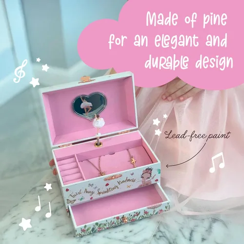 Vista 5 de The Memory Building Co Caja de joyería musical de bailarina, reproduce melodía clásica, caja de música con almacenamiento para niños de 6 a 12 años