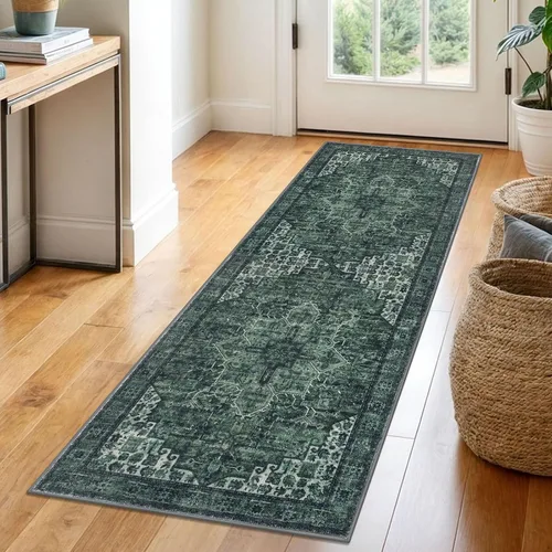 Vista 134 de SIILOOM Alfombra lavable de 2 x 3 pies, alfombra suave color taupe ceniza para entrada, tapete antideslizante para puerta de interior, tapete