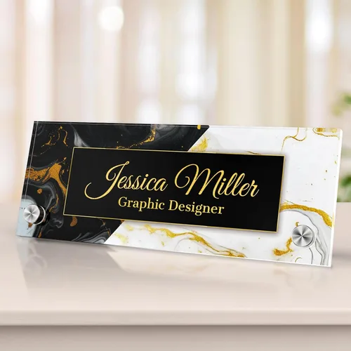 Vista 30 de Placa de identificación personalizada para escritorio, decoración de oficina de acrílico transparente con diseño de flores, decoraciones