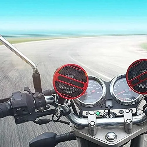 Vista 2 de Sistema de altavoces estéreo de audio para motocicleta compatible con Bluetooth, MP3, radio FM USB, 12V, 2X, rojo, 12 V, compatible con Bluetooth