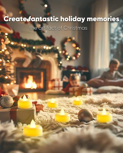 Vista 4 de Amagic 12 paquete de velas de té con temporizador, velas operadas por batería con temporizador de 6H, encendido automático diario, velas LED