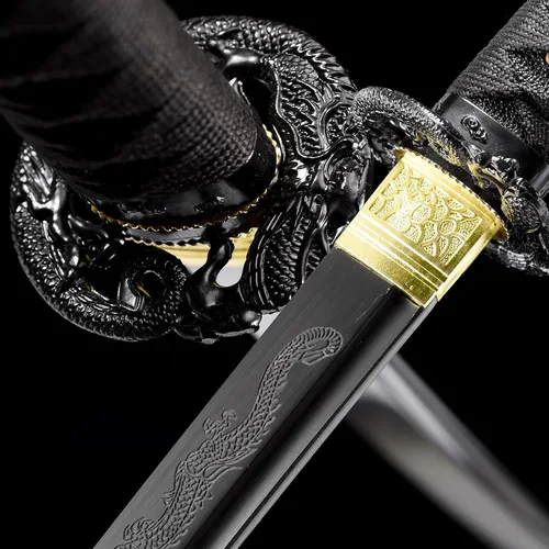 Vista 4 de Samurai Katana Espada hecha a mano de acero de alto carbono 1095 Japonesa Real Katana Espada de Espiga Completa Afilada