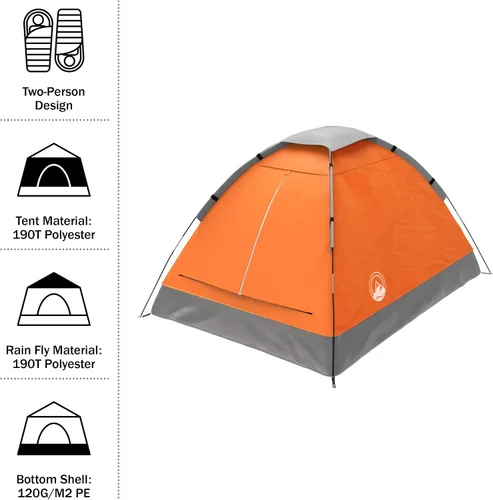 Vista 10 de Wakeman Tents 2-Person Tent with Removable Rain Fly and Carry Bag – Comes with Camping Lantern with Fan – Weather-Resistant Camping Accessories by