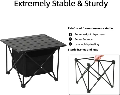 Vista 4 de ROCK CLOUD Mesa de campamento portátil de aluminio ultraligera, mesa de playa compacta plegable con bolsa de almacenamiento para camping